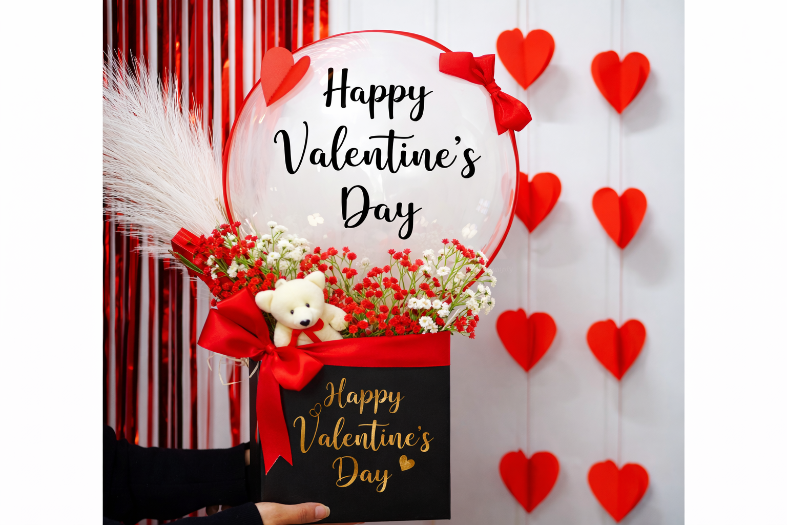 Elegant Teddy Bloom Valentine Box